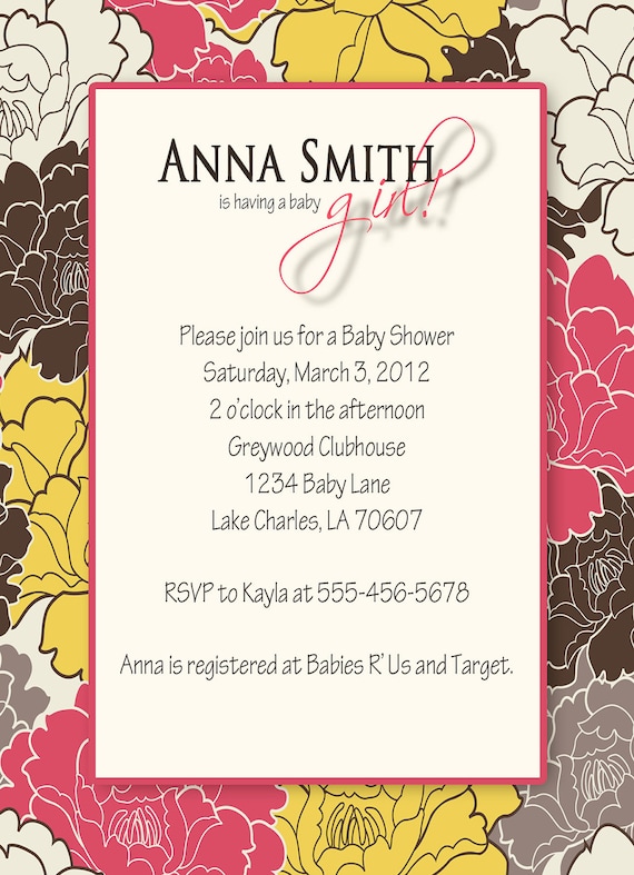 Flower Baby Shower Digital Invitation Il_570xn