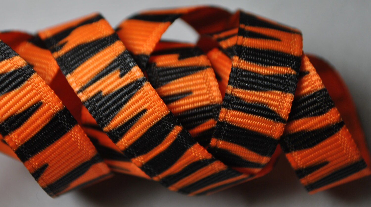 Tiger Print Orange and Black Grosgrain Ribbon 3/8 inch wide