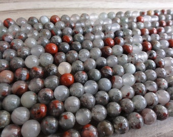 African Bloodstone Beads - 6mm Round Smooth - Full or Half Strand
