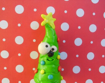 Clay Christmas Tree Polymer Clay Gift Miniature Ooak Holiday Cute Funny Silly