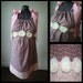 Maternity Hospital Gown - Pink with Brown Flowers, Pink Trim. Removable Sash with Cream Flowers (pearls and rhinestones)