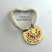 I love you to the moon and back keychain key chain, key ring fob of brass and copper with a heart shaped key ring.
