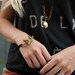 Rope Bracelet : Autumn Jewelry - Black Rope Bracelet with Vintage Brass Pyramid