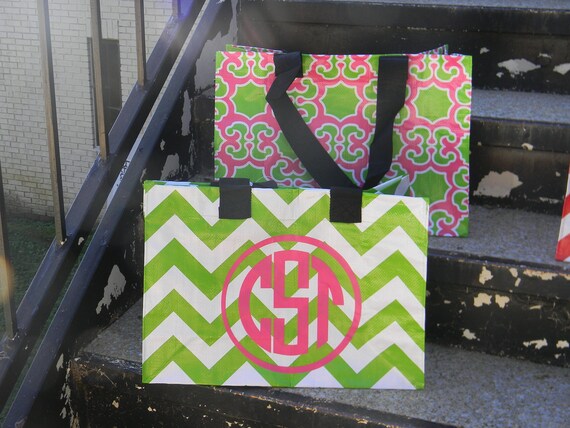 Lime Green Chevron Tote Bag by Tootlebugs on Etsy
