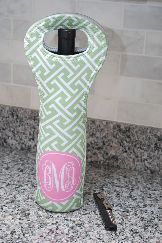 Monogrammed Wine Tote Bag - Can be Personalized