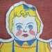 Vintage Printed Fabric Craft Panel Girl Doll 1950s