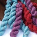 Set of 3 Minis, Hand Dyed Fingering/Sock Yarn, 80/20 SW Merino/Bamboo