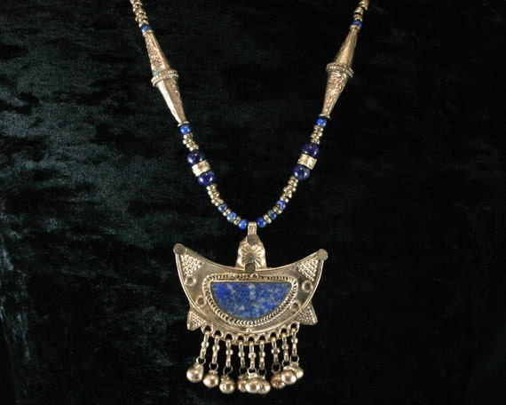 Moroccan Jewelry Lapis Necklace Ethnic Jewelry Vintage