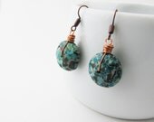 Simple  teal blue dangle earrings. Wire wrapped. Sale