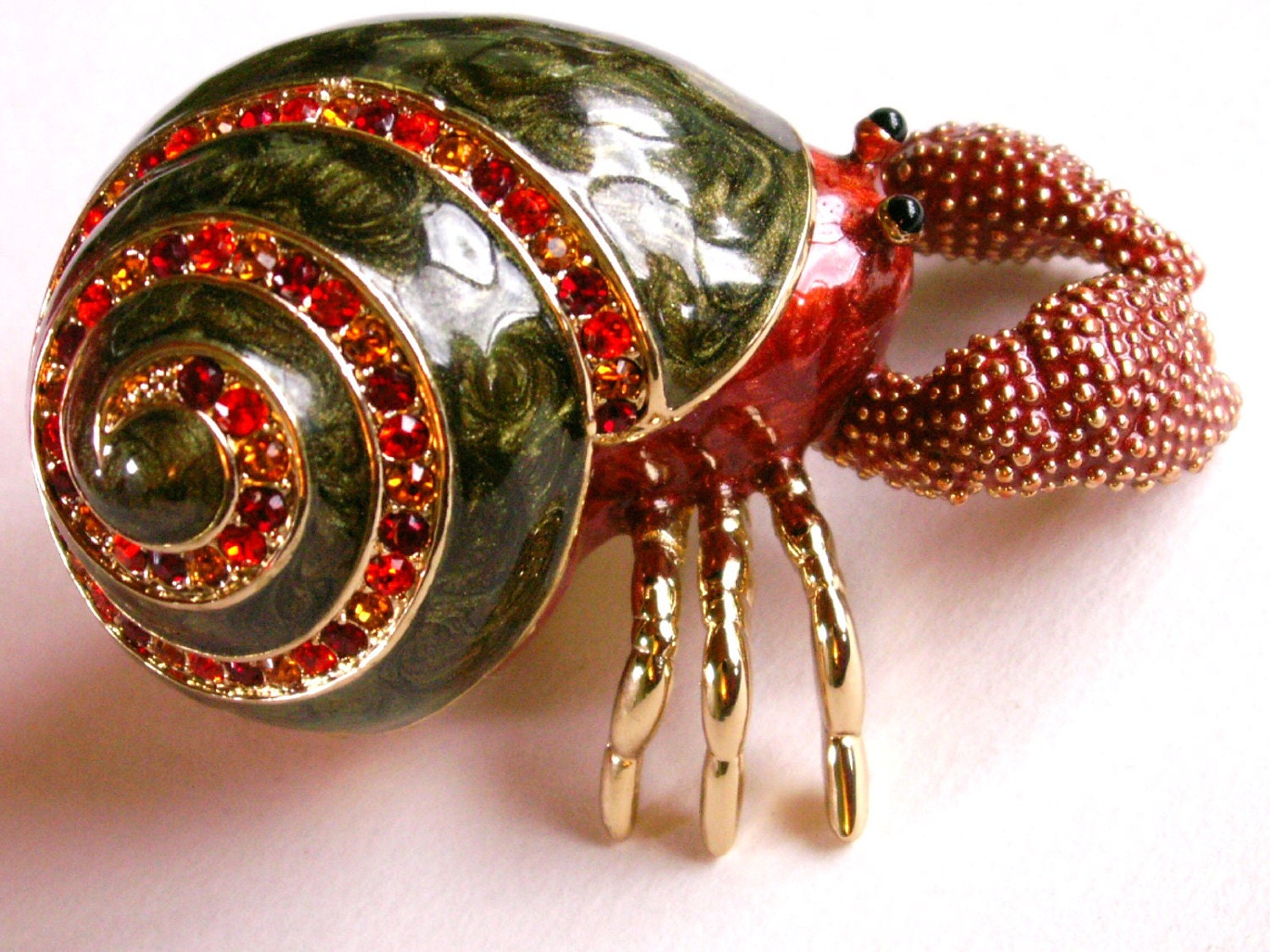 Rucinni Hermit Crab Enamel & Crystal Jewelry Trinket Box