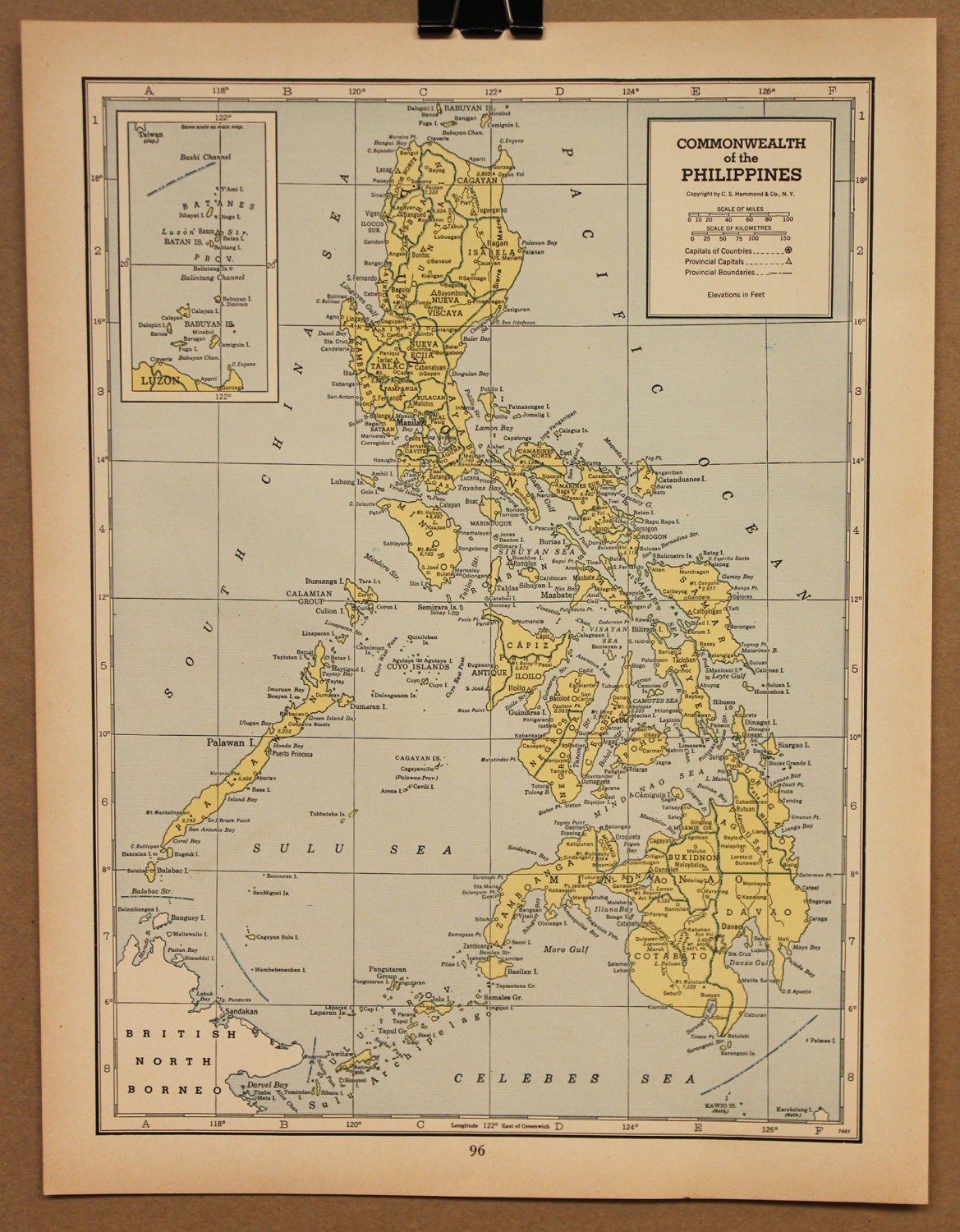 Vintage Map Philippines Original 1944 by PastOnPaper on Etsy