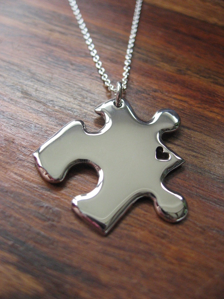 Silver Puzzle Heart Pendant Necklace by GorjessJewellery on Etsy
