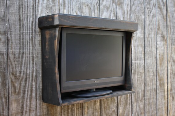 Items similar to Rustic Farmhouse wall shelf- Tv wall ...