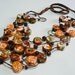 Bohemian Textile Necklace, orange and brown