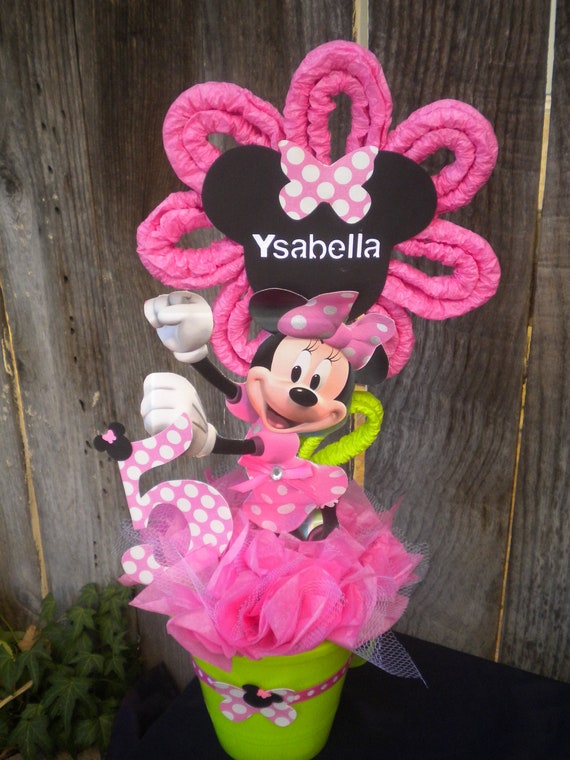 Items similar to Minnie Mouse Centerpiece Personalized & 24 Treat Boxes