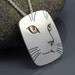 Cat Portrait Pendant Necklace - Sterling Silver and Copper