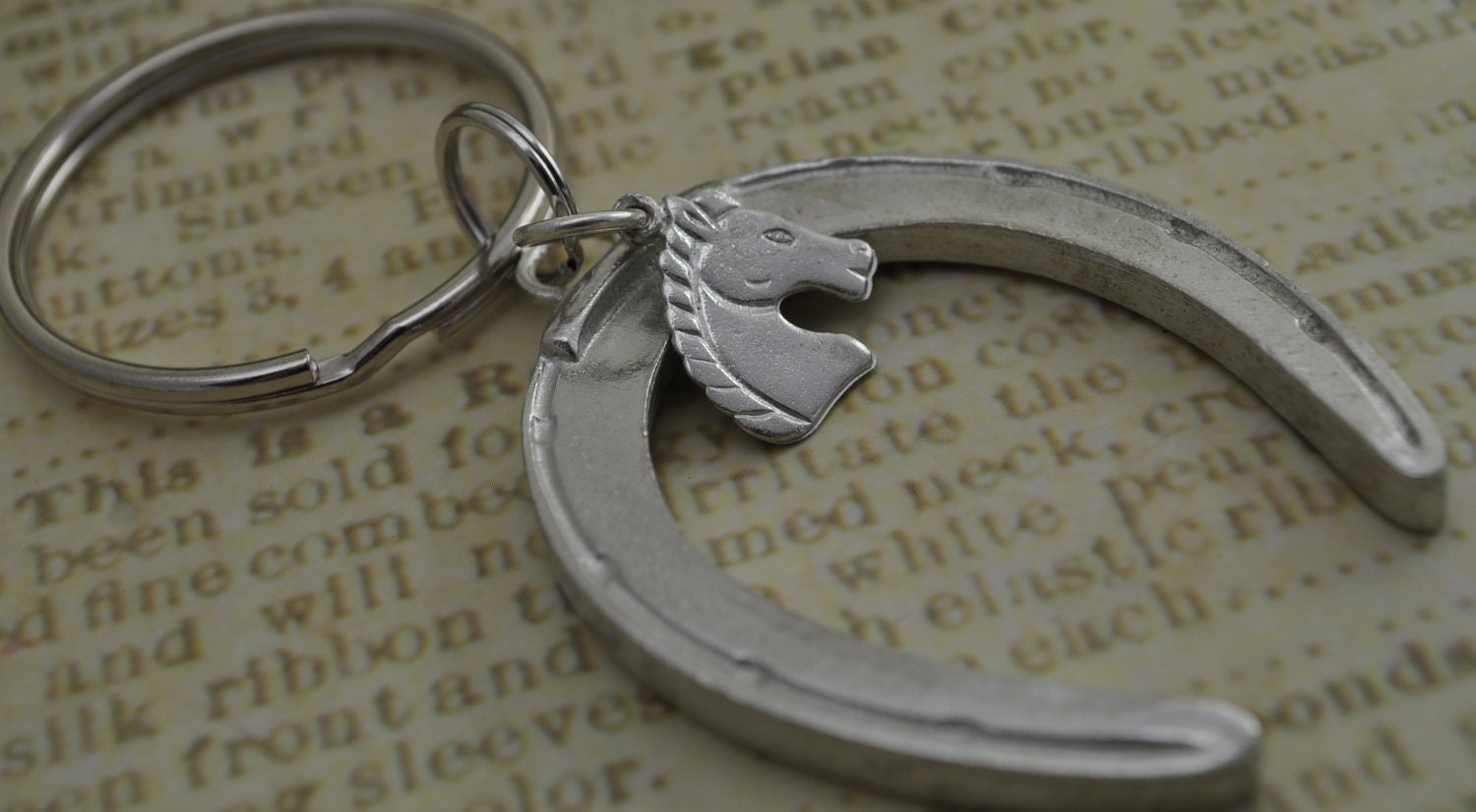 equestrian horseshoe keychain with horse