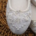 Ivory Wedding Flat Shoes Hand sewn pearls edging and applique