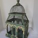 Vintage Green Verigris Bird Cage With Hand Painted Flowers Circa 1980