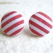 Fabric Button Earrings - Red Stripe Earrings, Red and White Earrings, Candy Cane Earrings, Red Mint Earrings, Fabric Earrings