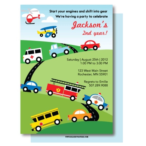 Transportation Party Invitations 1