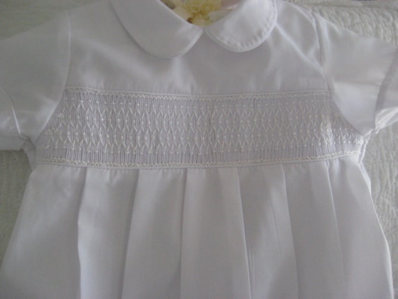 Christening Bubble suit for baby boy with hand by WellBlessedBaby