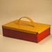 Vintage Small Red Yellow Handmade Metal Storage Box