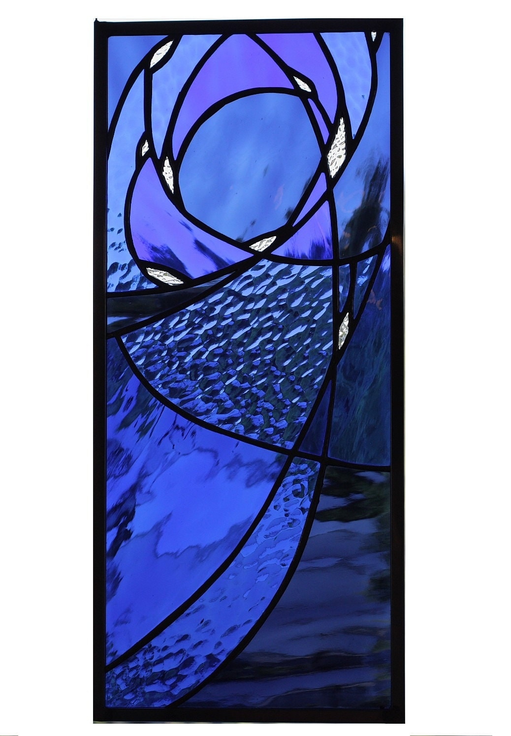 Stained Glass Window Panel In Blue Night Sky By Solarresonance