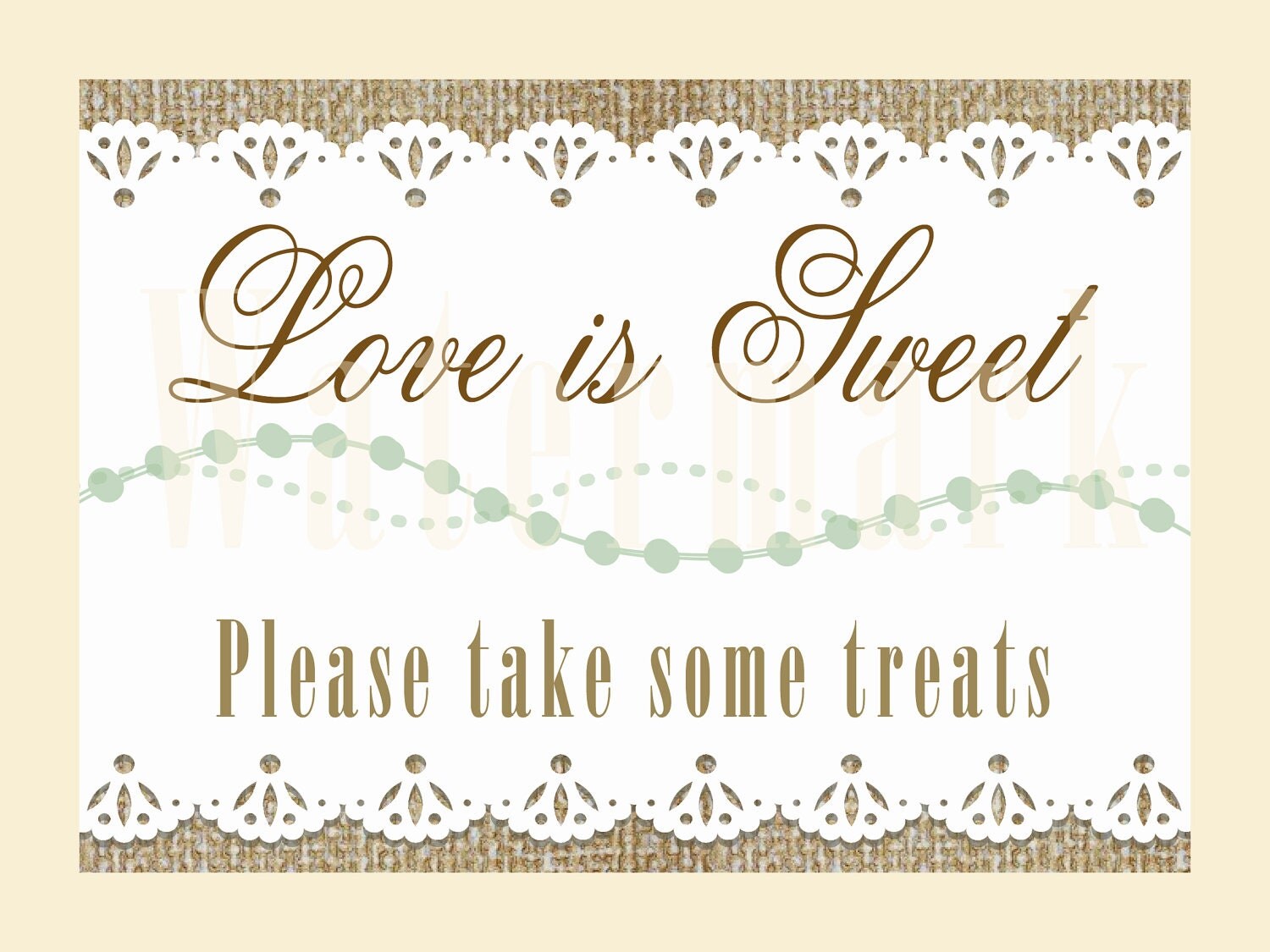 Printable LOVE IS SWEET sign Rustic by FoxyCouturePaperCuts