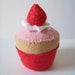 Felt strawberry cupcake, pincushion, play food