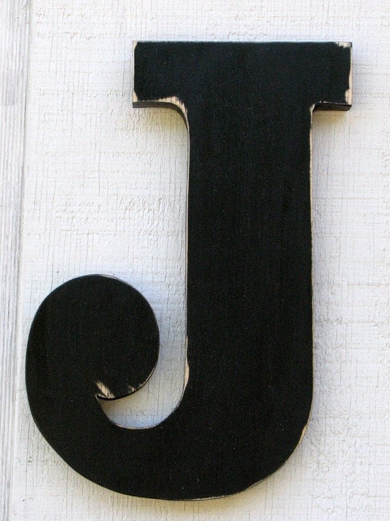 Baby Nursery Initial Rustic Wooden Letter J Distressed Painted