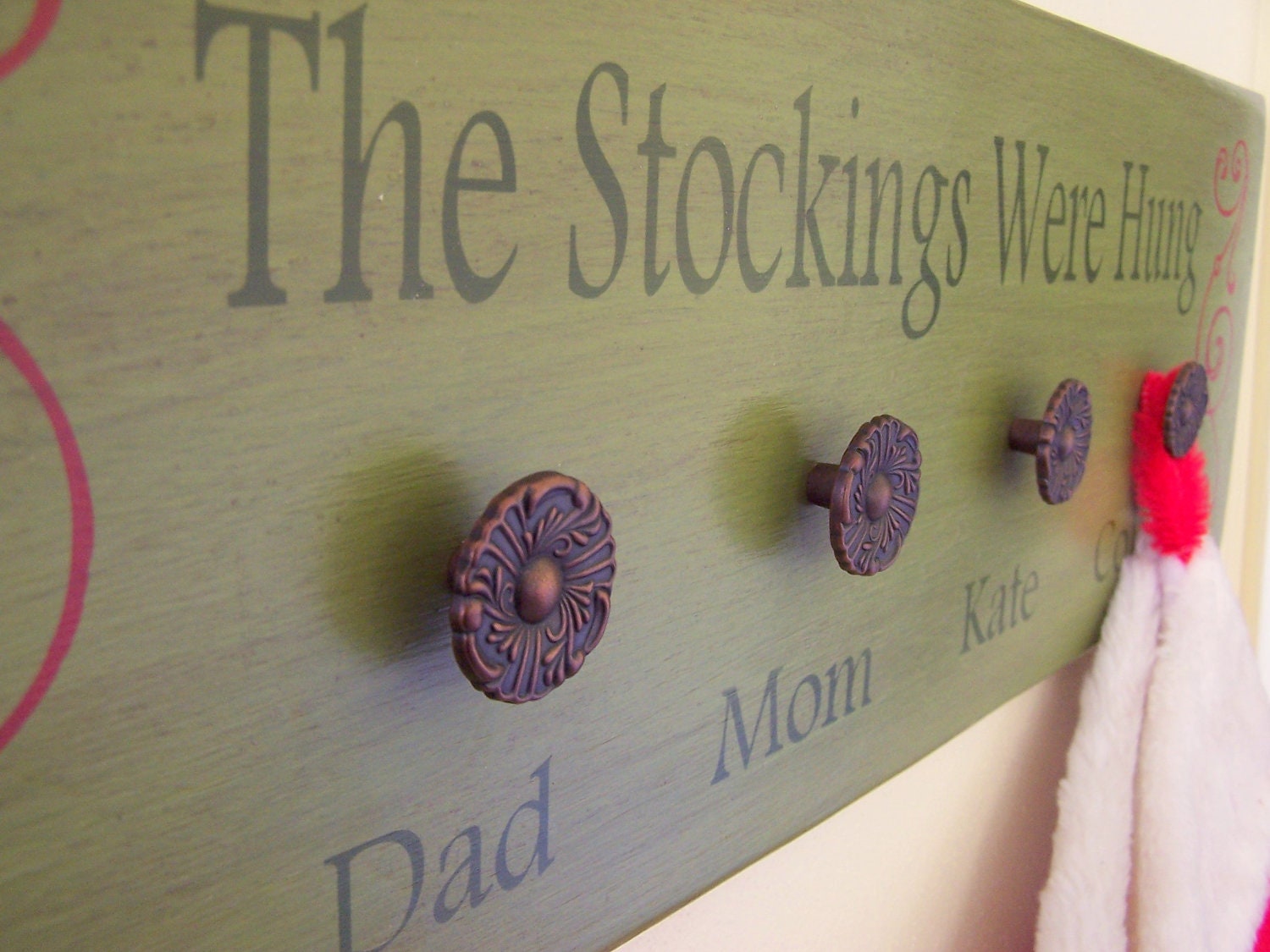 Personalized Stocking Holder Wooden Sign 8 x 24