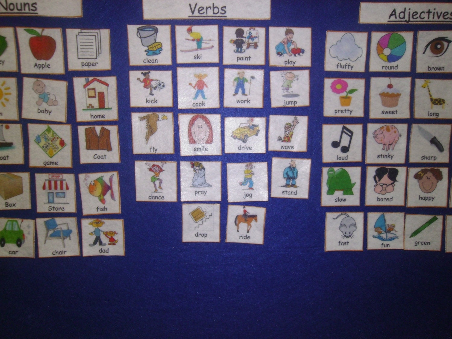 Felt Board Set Nouns Verbs Adjectives Or choose LAMINATED