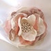 Ivory, Champagne, Peach Fabric Wedding Flower Hair Clip Brooch, Bride, Bridesmaid, Mother of the Bride with Pearl and Rhinestone Accent