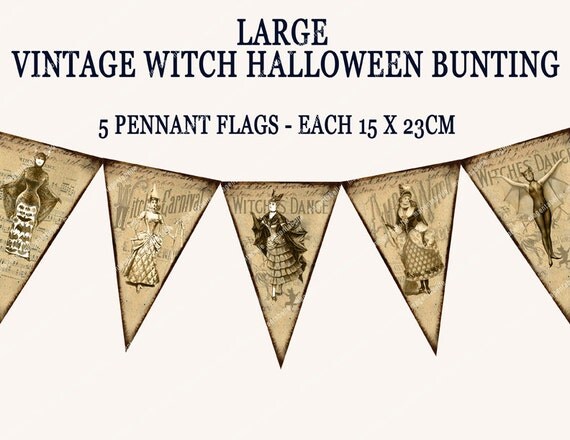 Items similar to VINTAGE HALLOWEEN BUNTING pennant flags printable