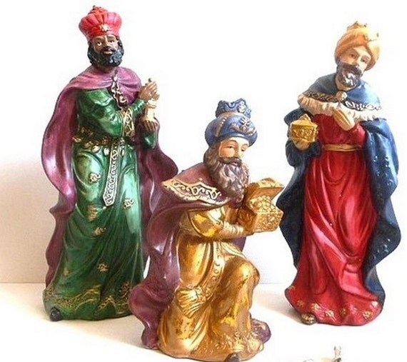 Vintage French Three Wise Men . Porcelain .Vintage nativity