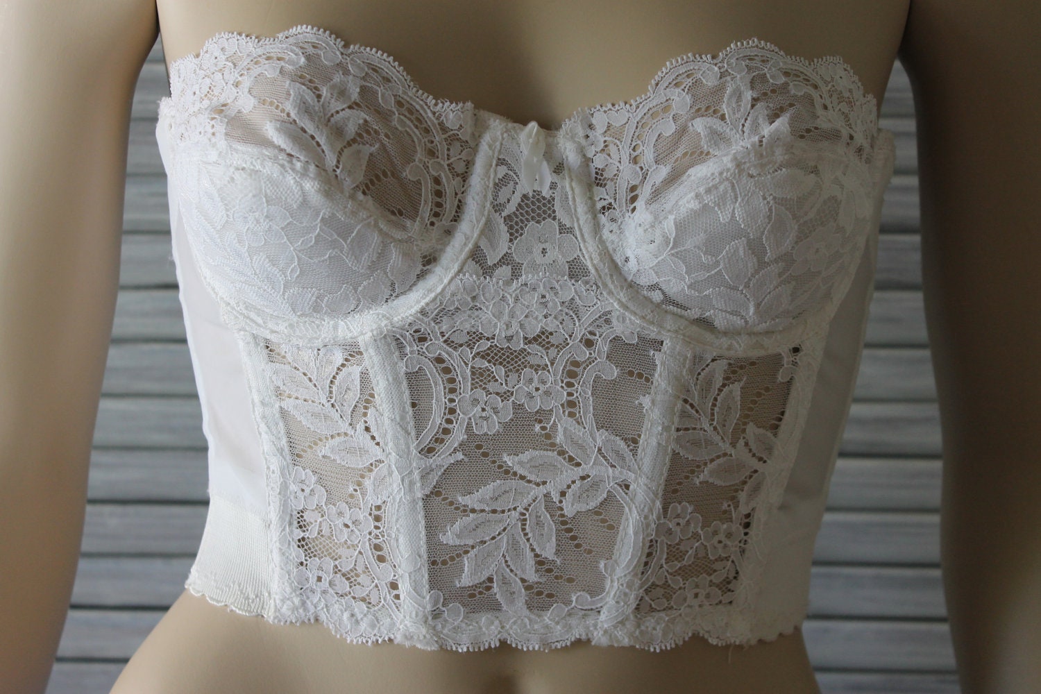 Vintage White Lace Bustier Strapless Corset By Smoothie