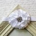 White Satin Puff Flower headband, baby flower headbands, white headbands, newborn headbands, photography prop, christening headbands