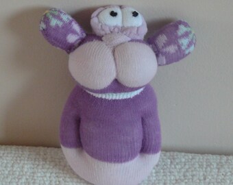 Plush Sock Animal - Lavender,Plush animal,sock animal,sock doll,stuffed animal,sock creature,sock sculpture ,animal,uk,monster,alien