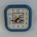 Vintage Quartz Blue Square Wall Clock by Ingraham, Kitchen Decor Wall Clock, Blue Plastic Wall Clock
