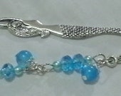 Beaded Mermaid Bookmark -  Aqua Blue Swarovski Crystals & Tigers Eyes with  Light Blue Pearls