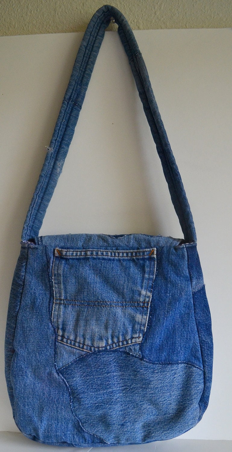 Vintage Denim Purse Handbag Shoulder Bag. Denim Patchwork