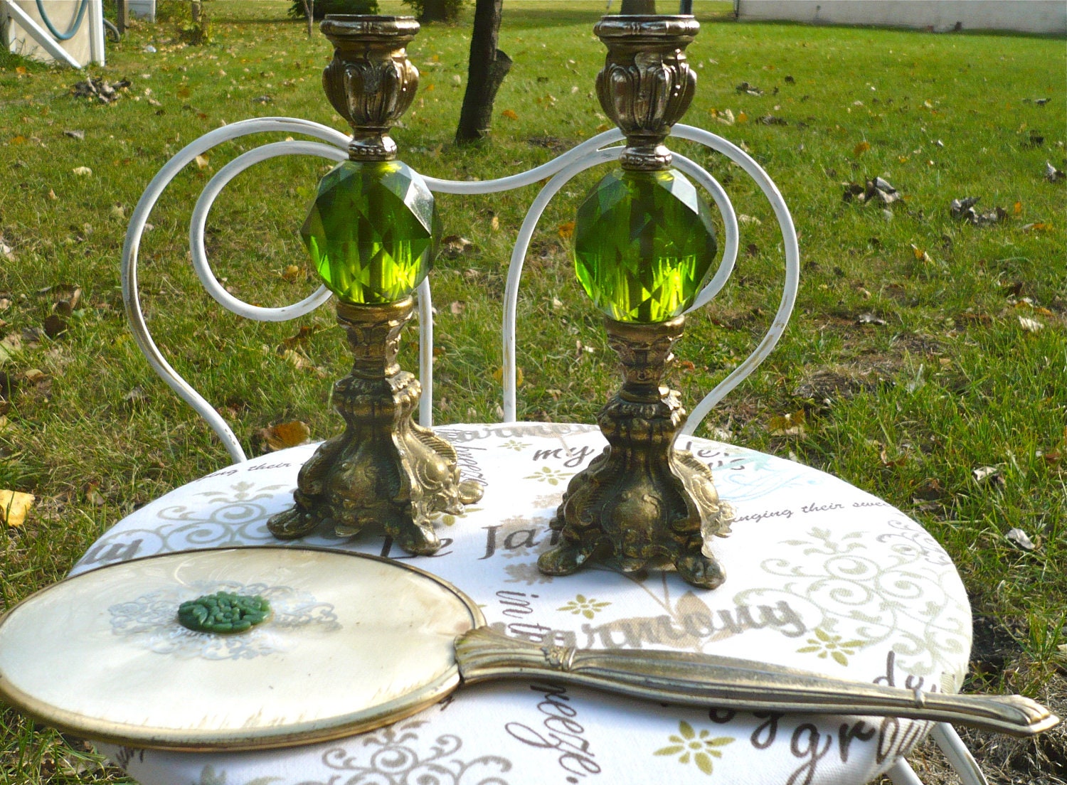 Candle Holders Baroque Ornate Green Vintage Candle Sconce