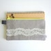 Pencil Case with Vintage Lace and Bike Zipper Pull