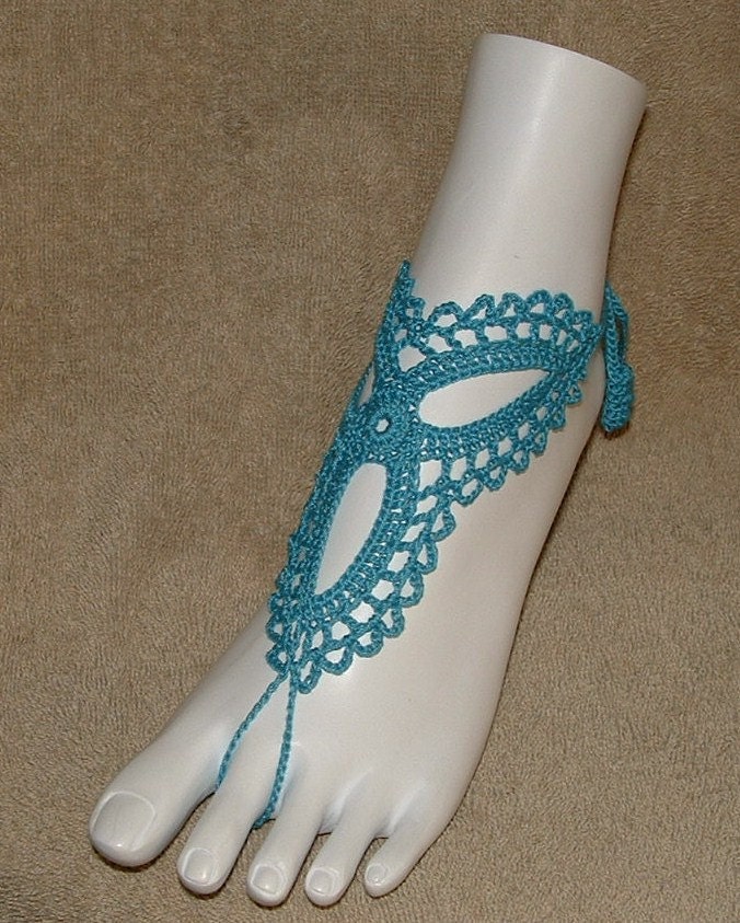 Teal Barefoot Sandals Crochet Barefoot by gilmoreproducts33