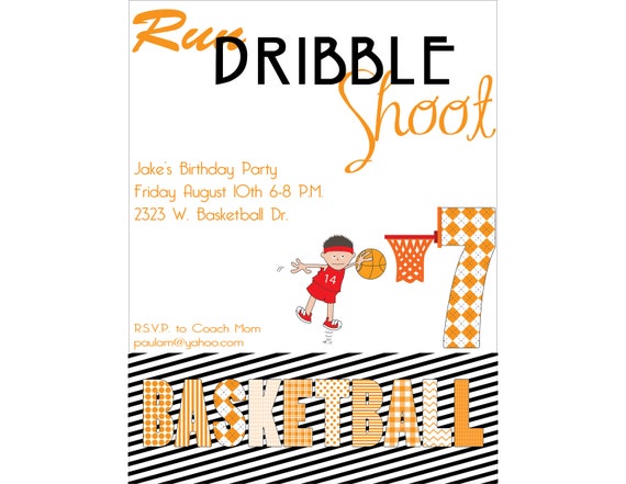 Printable 5X7 Basketball Bash Invitation...by Party Like Paula Il_570xn