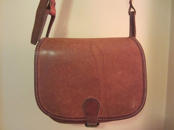 Vintage Leather Saddle Bag Large Brown Shoulder Bag Boho