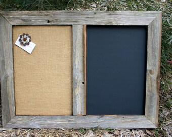 30x22" Barn Wood Framed Chalk Board & Cork board