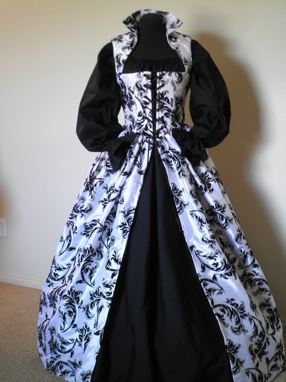 Black and White Fantasy Renaissance Over Gown Dress 34in bust