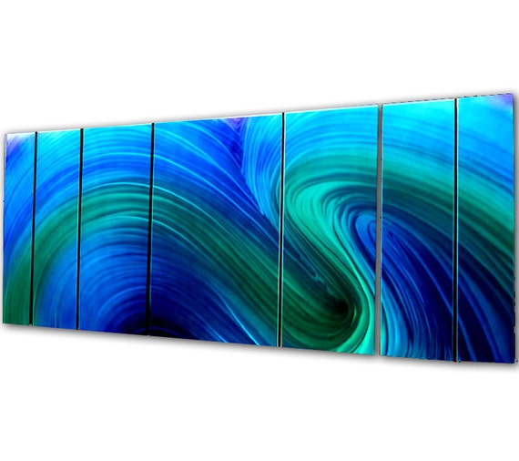 Items similar to Blue Abstract Painting 'Picas' - Green & Blue Water ...